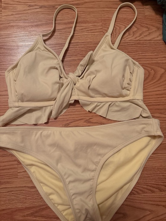 Target Other - Target Cream Ribbed Tie-Front Bikini Set